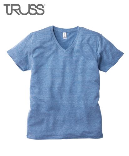 トラス(TRUSS)トライブレンドVネックTシャツ/ 22ヘザーブルー