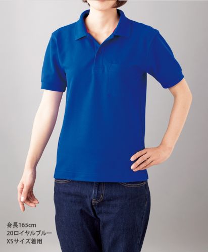 ベーシックスタイルポロシャツ(ポケット付き)/ 20ロイヤルブルー XSサイズ レディースモデル165cm