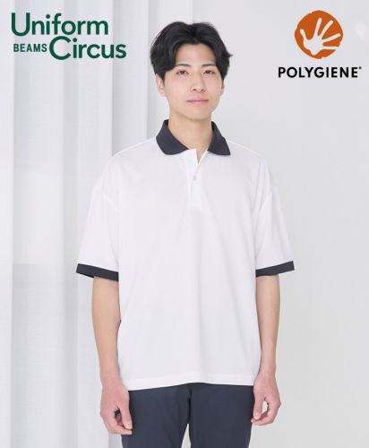 Uniform Circus BEAMS（ユニフォーム サーカス ビームス）ユニセックスポロシャツ/モデル着用：15 ホワイト