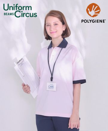 Uniform Circus BEAMS（ユニフォーム サーカス ビームス）ユニセックスポロシャツ/モデル着用：9 ピンク