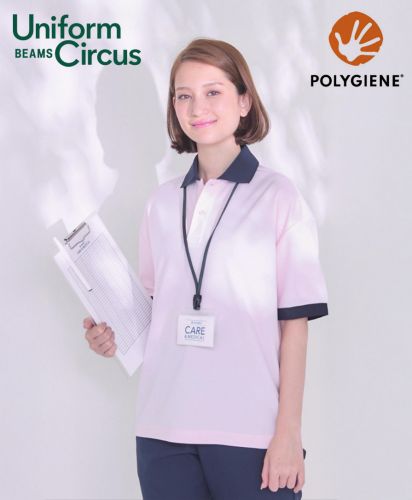 Uniform Circus BEAMS(ユニフォーム サーカス ビームス)ユニセックスポロシャツ/モデル着用:9 ピンク