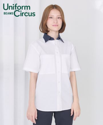 Uniform Circus BEAMS（ユニフォーム サーカス ビームス）ユニセックスレギュラーカラーシャツ/モデル着用：15 ホワイト