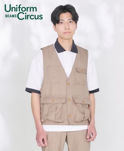 Uniform Circus BEAMS(ユニフォーム サーカス ビームス)エプロンベスト/モデル着用：1 ベージュ