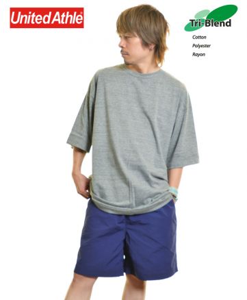 ユナイテッドアスレ(United Athle)5.6オンス トライブレンド ビッグシルエット Tシャツ/ 599ヴィンテージヘザー XLサイズ メンズモデル170cm