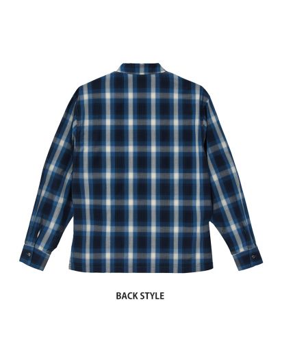 ユナイテッドアスレ(United Athle)コットン ロングスリーブ シャツ/Back Style：4010ネイビー/オフホワイト