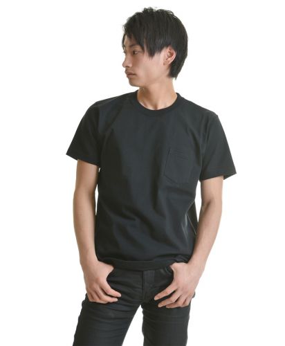 7.1オンス オーセンティックスーパーヘヴィーウェイトTシャツ (ポケット付）002ブラック Mサイズ メンズモデル 176cm