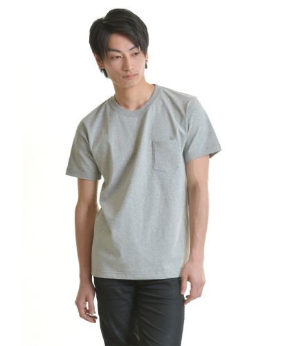 7.1オンス オーセンティックスーパーヘヴィーウェイトTシャツ (ポケット付）006ミックスグレー Mサイズ メンズモデル 176cm