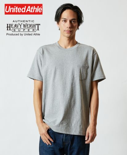 7.1オンス オーセンティックスーパーヘヴィーウェイトTシャツ (ポケット付）006ミックスグレー XLサイズ メンズモデル 182cm