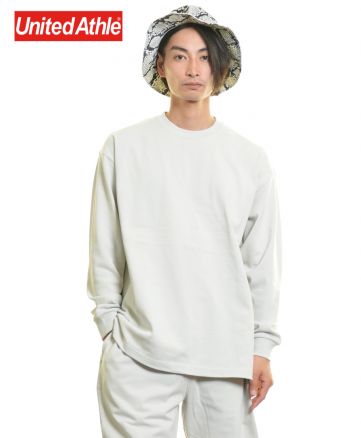 ユナイテッドアスレ(United Athle)9.1ozマグナムウェイト ビッグシルエットLS Tシャツ/ 300フロストグレー Lサイズ メンズモデル176cm