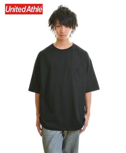 5.6オンス ビッグシルエットTシャツ（ポケット付）002ブラック Mサイズ メンズモデル 165cm