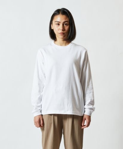 5.6オンス ロングスリーブTシャツ(1.6インチリブ)/001ホワイト Sサイズ レディースモデル160cm