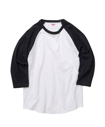 ユナイテッドアスレ(United Athle)5.6オンスラグラン3/4スリーブTシャツ/ 1002 ホワイトxブラック