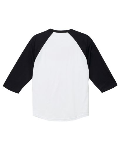 5.6オンスラグラン3/4スリーブTシャツ/ 1002 ホワイトxブラック バックスタイル