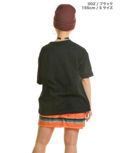 5.6ozビッグシルエットTシャツ/ 002ブラック Sサイズ レディースモデル 155cm