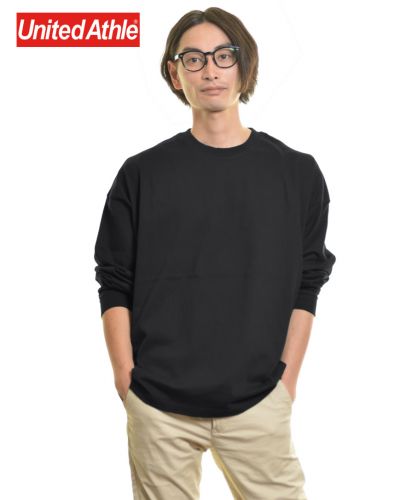 ユナイテッドアスレ(United Athle)5.6ozビッグシルエット ロングスリーブ Tシャツ/ M サイズ メンズモデル176cm 002ブラック