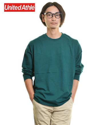 5.6ozビッグシルエット ロングスリーブ Tシャツ/ 429ビリヤードグリーン M サイズ メンズモデル176cm