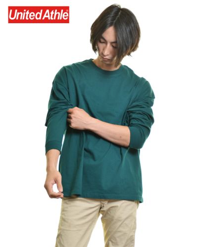 5.6ozビッグシルエット ロングスリーブ Tシャツ/ 429ビリヤードグリーン M サイズ メンズモデル176cm