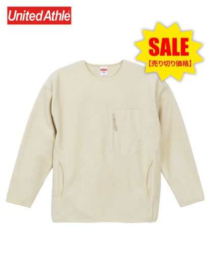 【SALE】ユナイテッドアスレ(United Athle)マイクロフリース クルーネック シャツ/（一重）/019ナチュラル
