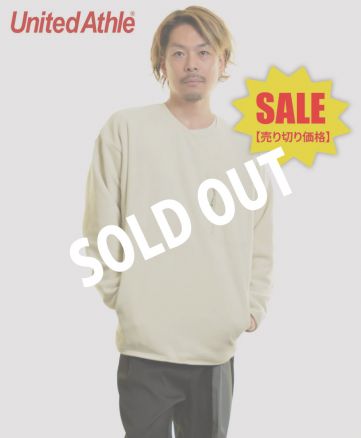 【SALE】ユナイテッドアスレ(United Athle)マイクロフリース クルーネック シャツ//019ナチュラル XLサイズ メンズモデル170cm/SOLDOUT