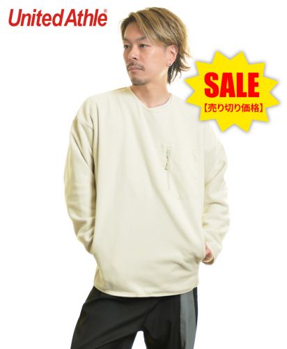 【SALE】ユナイテッドアスレ(United Athle)マイクロフリース クルーネック シャツ//019ナチュラル XLサイズ メンズモデル170cm