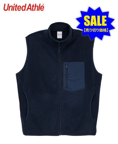 【SALE】ユナイテッドアスレ(United Athle) マイクロフリース フルジップ ベスト（一重）/086 ネイビー
