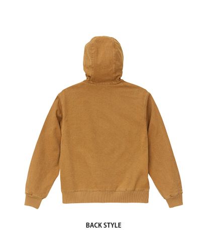 United Athle(ユナイテッドアスレ)ダックキャンバス フェードウォッシュ フルジップ パーカ（一重）/Back style:971フェードキャメル