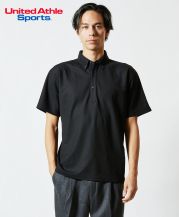 United Athle Sports(ユナイテッドアスレスポーツ)4.7oz ドライカノコ ポロシャツ(ボタンダウン)/002ブラック Lサイズ メンズモデル182cm