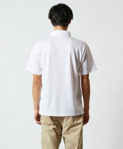 4.1オンス ドライアスレチックポロシャツ（ボタンダウン）（ポケット付）/001ホワイト Lサイズ メンズモデル 182cm