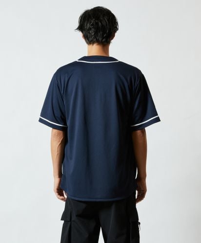  4.1オンス ドライアスレチックベースボールシャツ/ 4001ネイビーxホワイト Lサイズ メンズモデル182cm