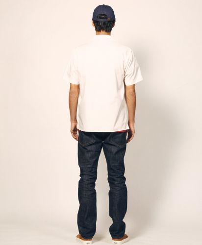 T/Cオープンカラー ショートスリーブシャツ/003 オフホワイト Lサイズ メンズモデル 182cm
