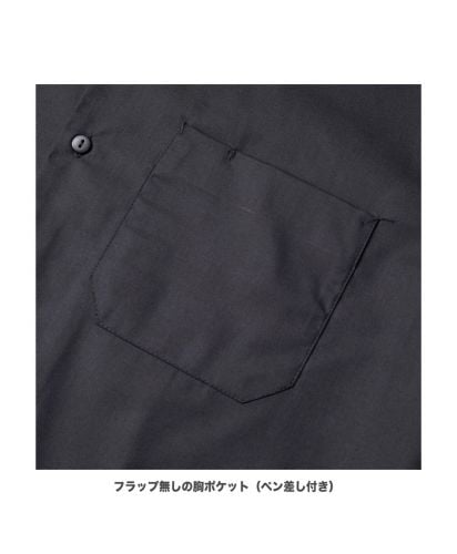 T/C オープンカラー ロングスリーブシャツ/002ブラック