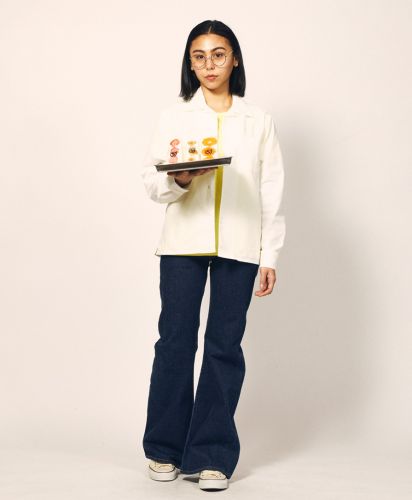 T/C オープンカラー ロングスリーブシャツ/003 オフホワイト XSサイズ レディースモデル 160cm