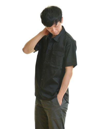 T/C ワークシャツ/ブラック Lサイズ メンズ 179cm