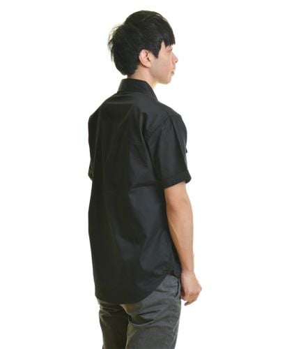 T/C ワークショートスリーブシャツ/ブラック Lサイズ メンズ 179cm