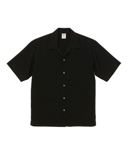 シルキー オープンカラー シャツ/ 002ブラック