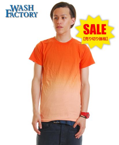 【SALE】DIP DYED メンズ グラデーションWASH Tシャツ/25オレンジ
