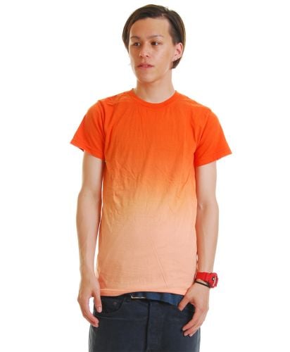 DIP DYED メンズ グラデーションWASH Tシャツ/25オレンジ  Mサイズ 175cm